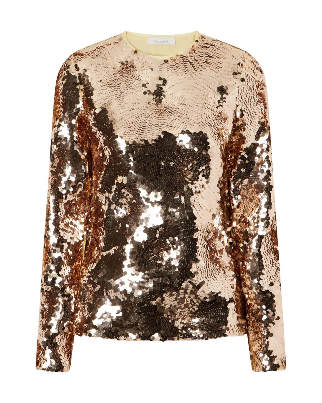 Rabanne Brown Sequinpattern Longsleeve Top