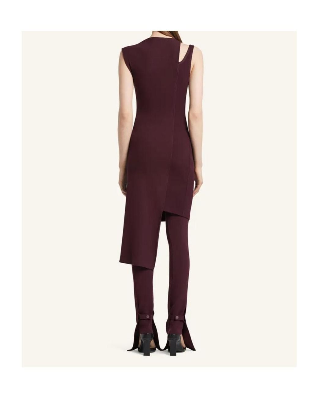 Courreges Red Courrèges Asymmetrical Shoulder Cut-Out Ribbed Midi Dress