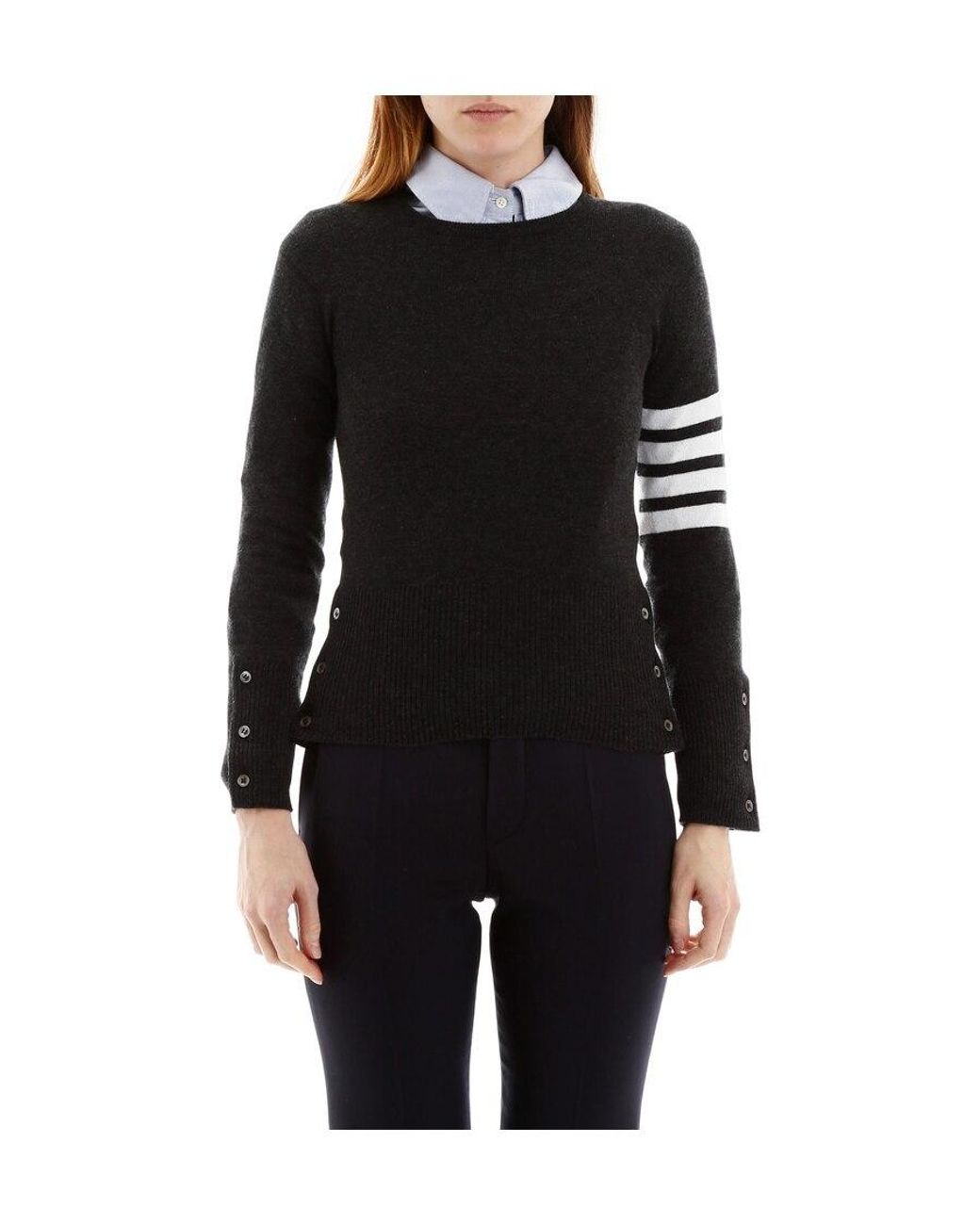 Thom Browne Black 4-Bar Crewneck Jumper