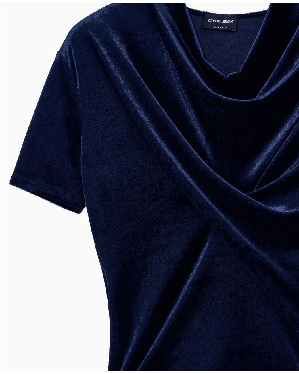 Giorgio Armani Blue Draped Velvet Top