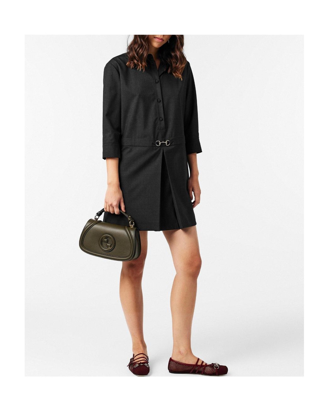 Gucci Gray Horsebit Shirt Dress