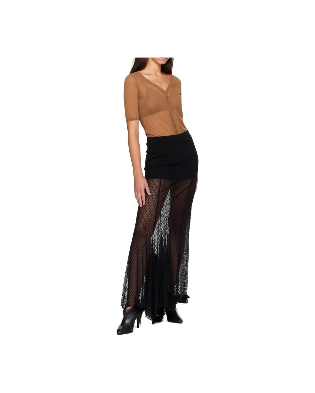 Isabel Marant Black Ioana Long Plumetis Lace Skirt