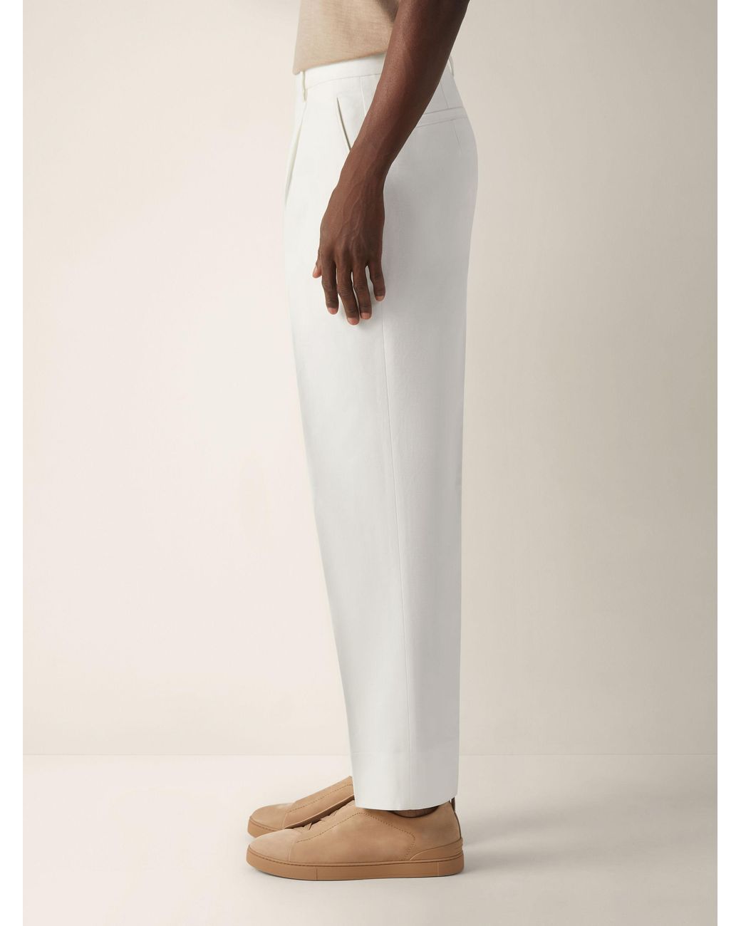 Zegna White Pleated Slim Pants for men