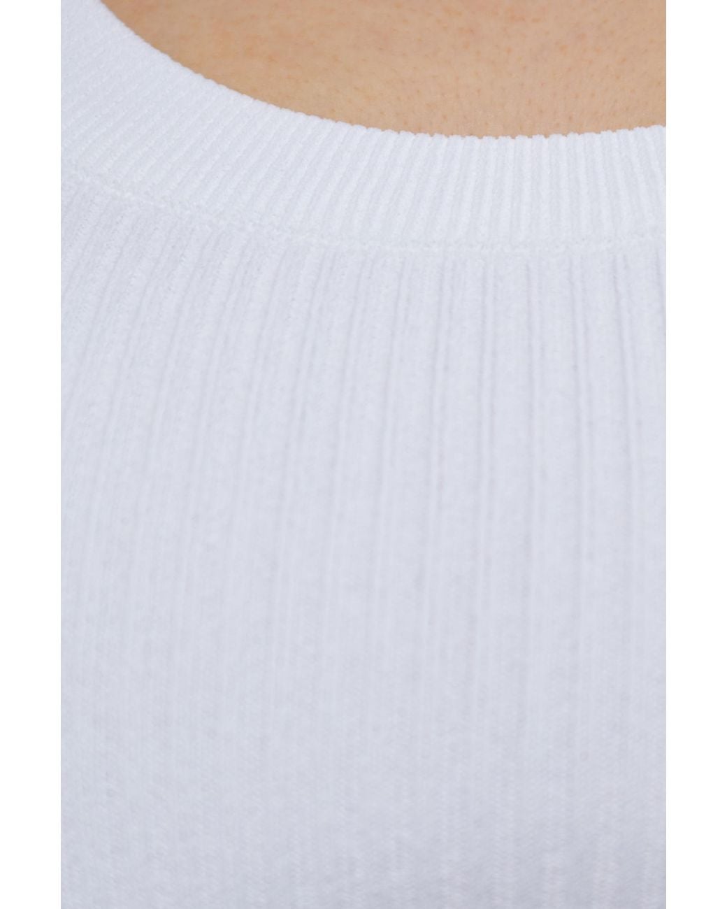 Alaïa White Alaïa Sleeveless Ribbed Knit Bodysuit