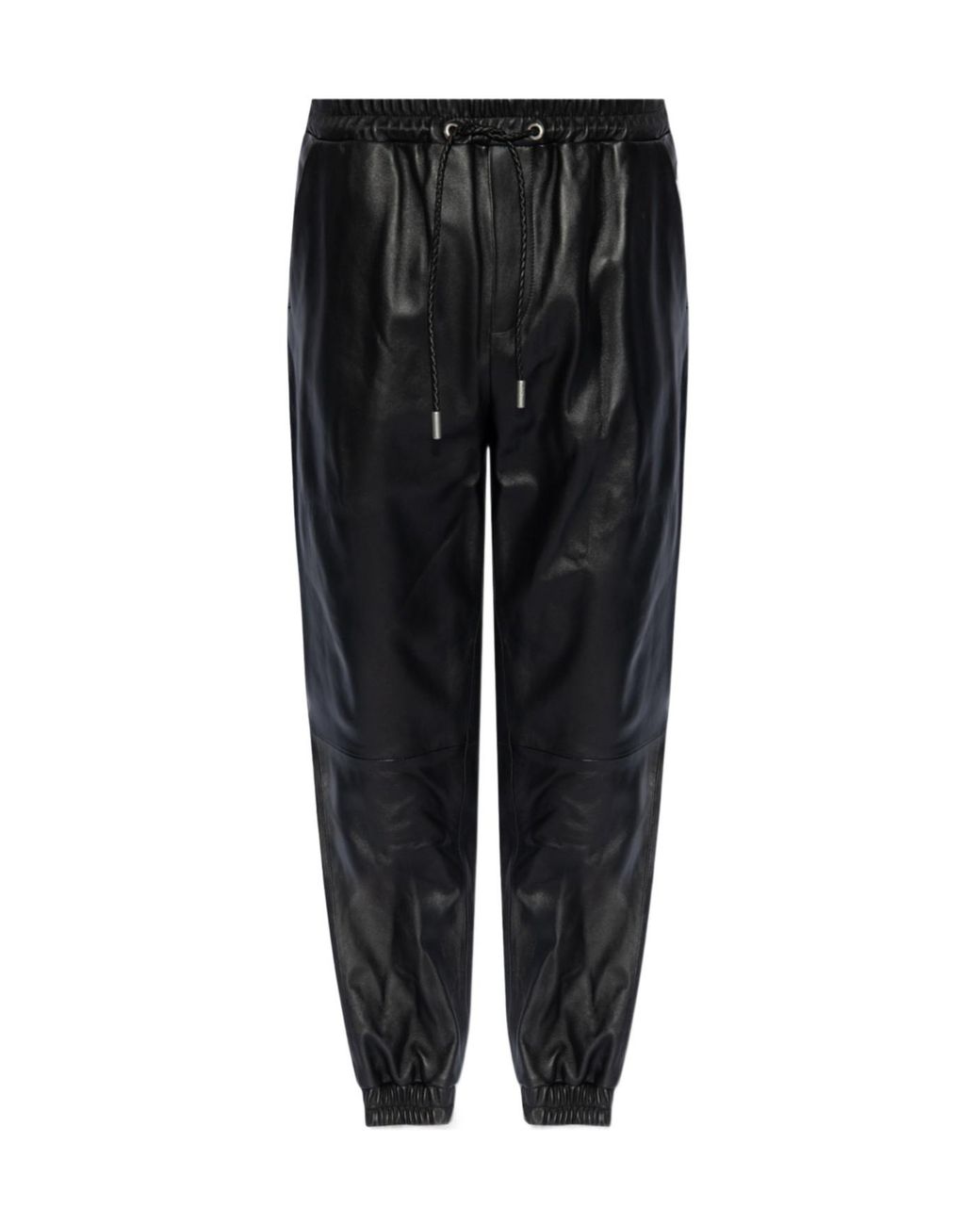 Off-White c/o Virgil Abloh Black Drawstring Leather Trousers for men