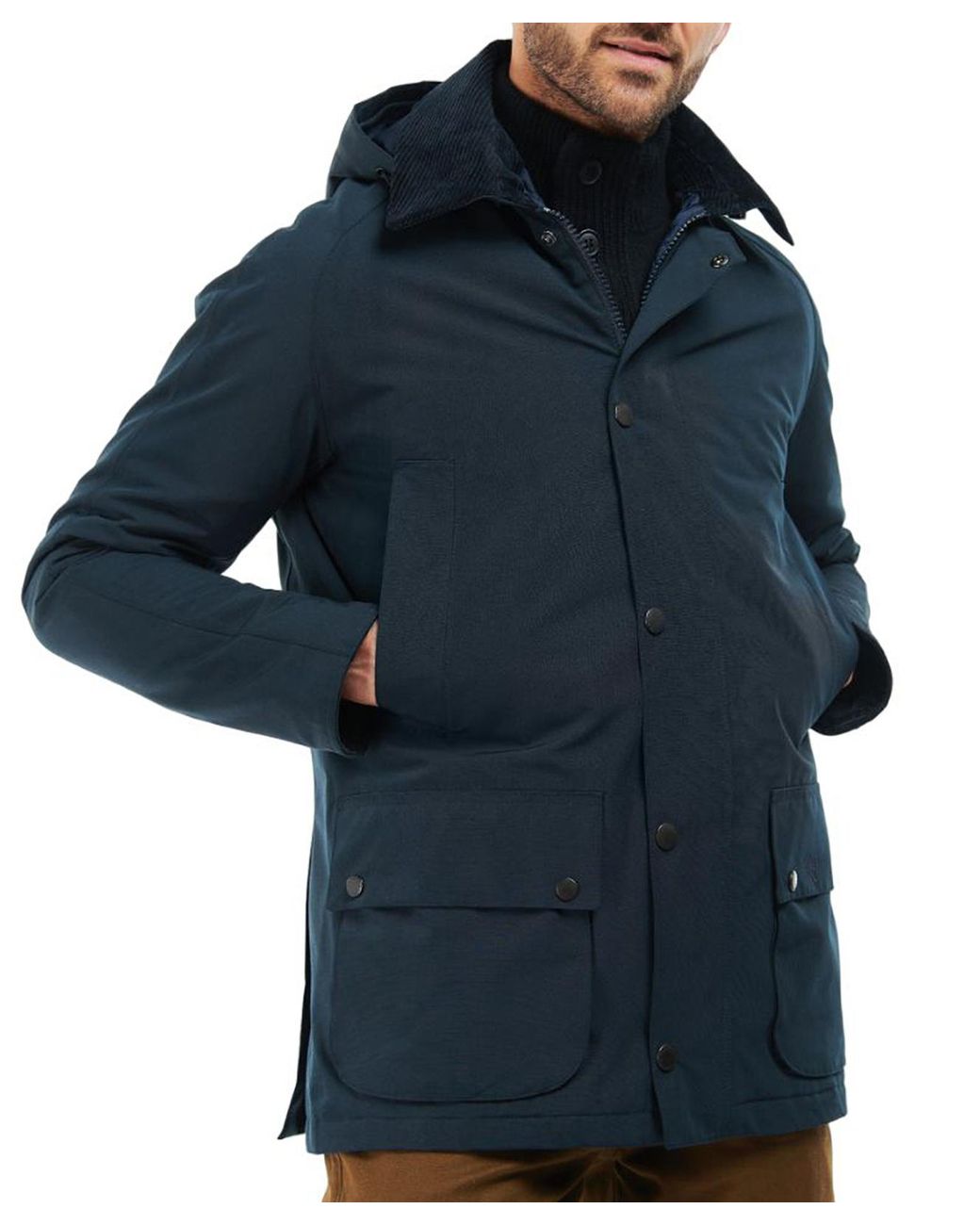 Barbour Blue Button-Up Hooded Jacket for men