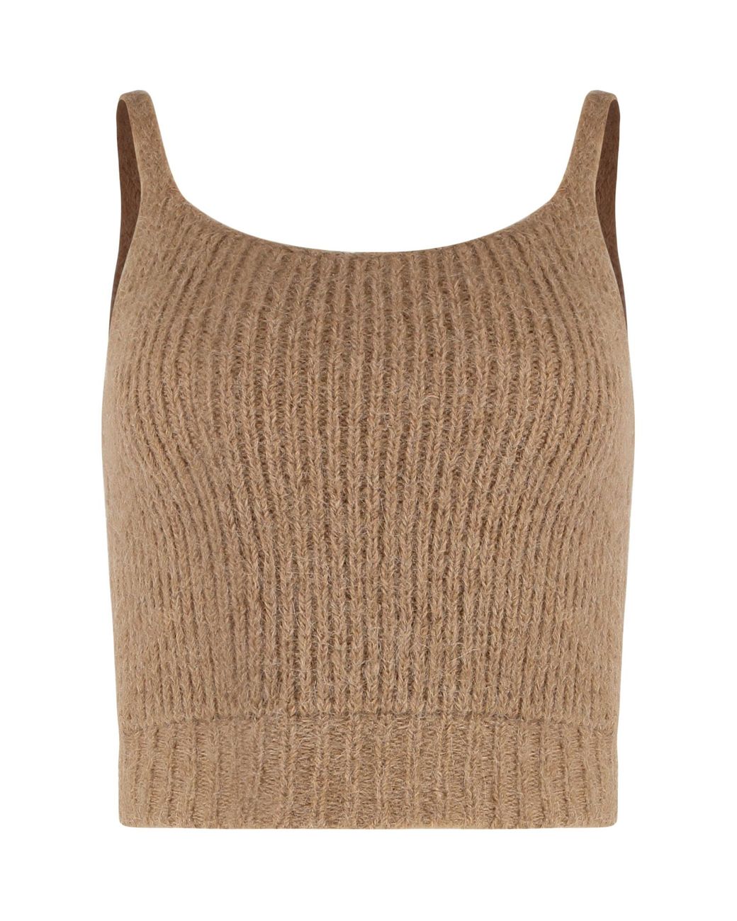 Peserico Brown Ribbed Knit Top