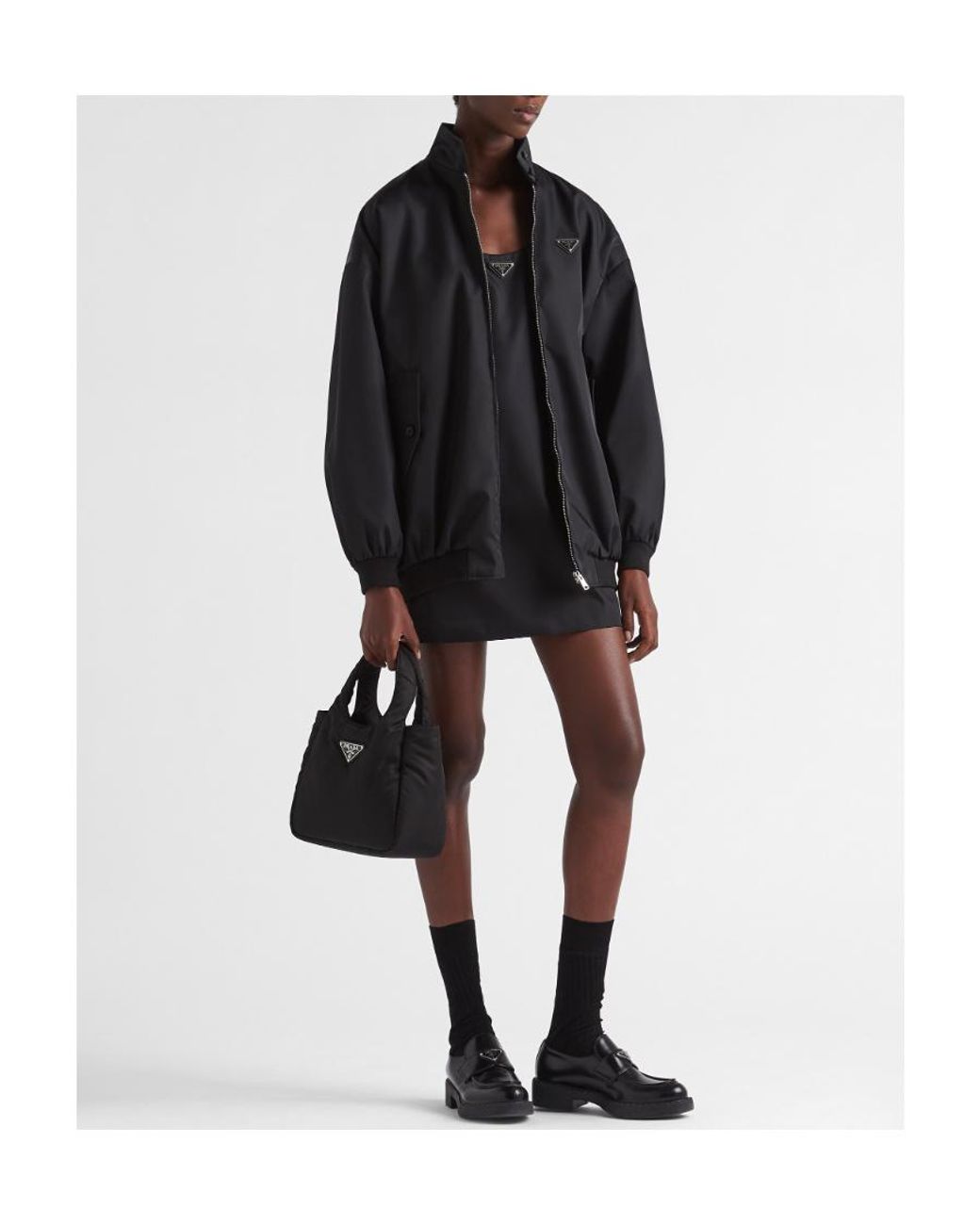 Prada Black Logo-Plaque Top Handle Bag