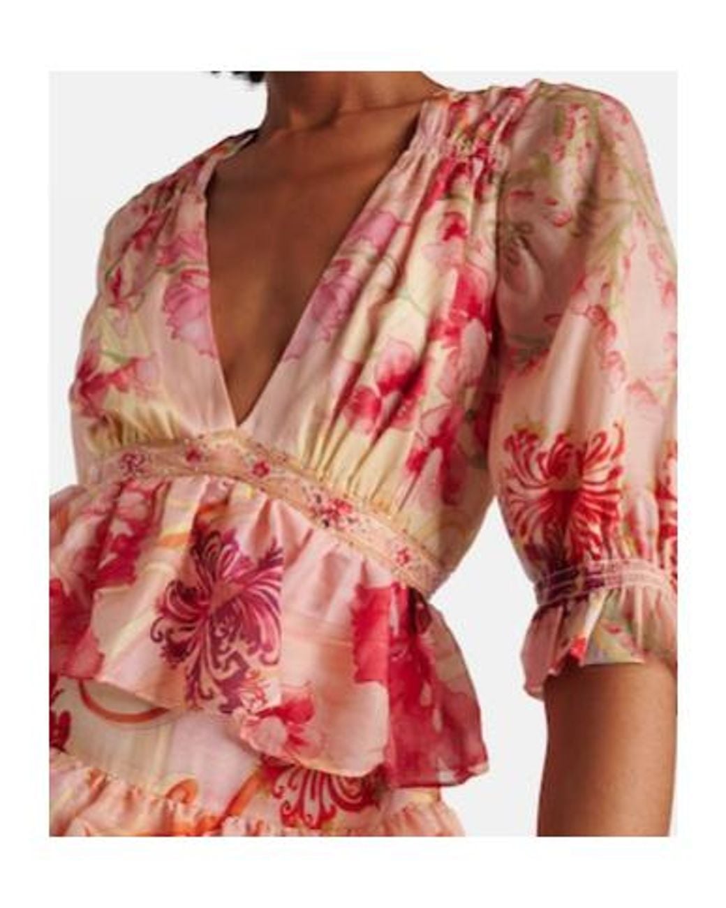 Camilla Red Embellished Floral Cotton And Silk Maxi Dress