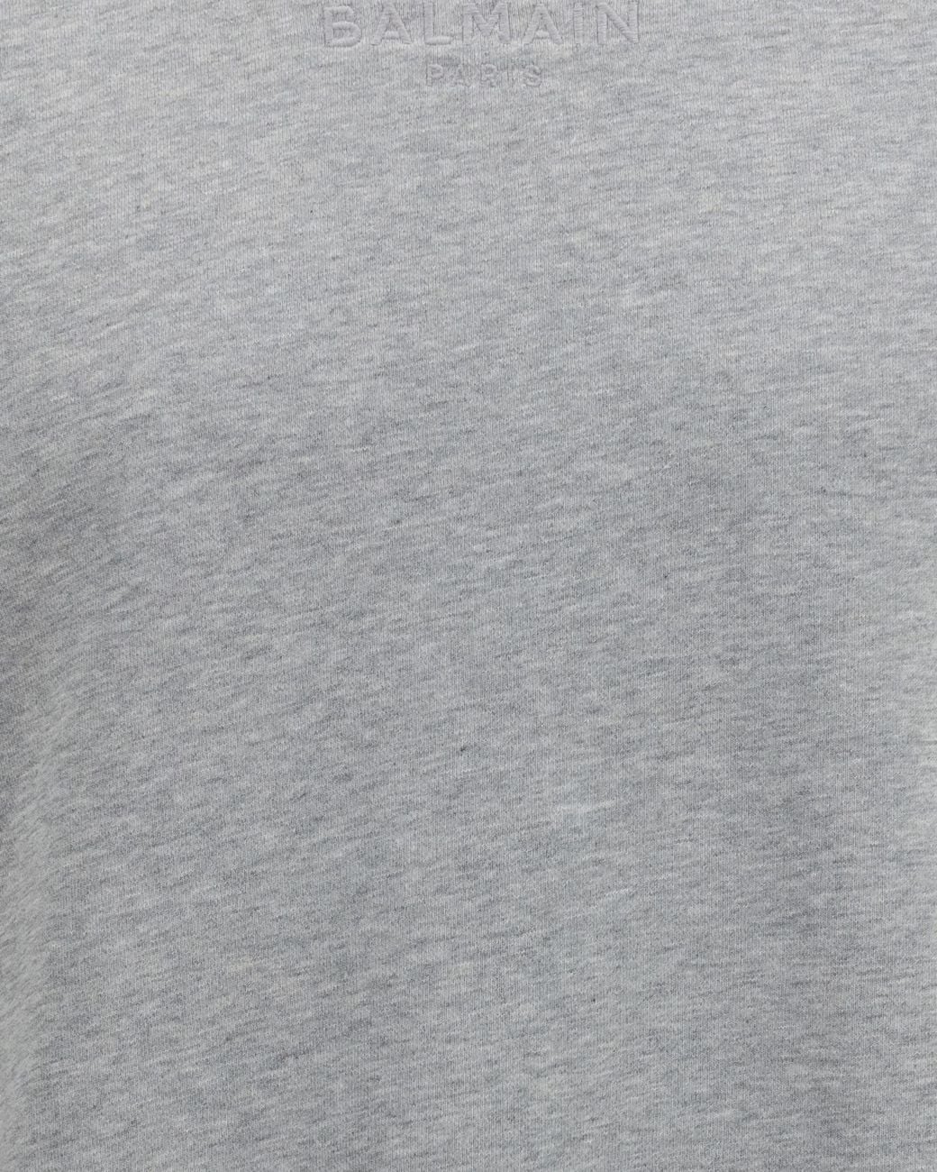 Balmain Gray Embroidered Logo Crewneck Sweatshirt for men