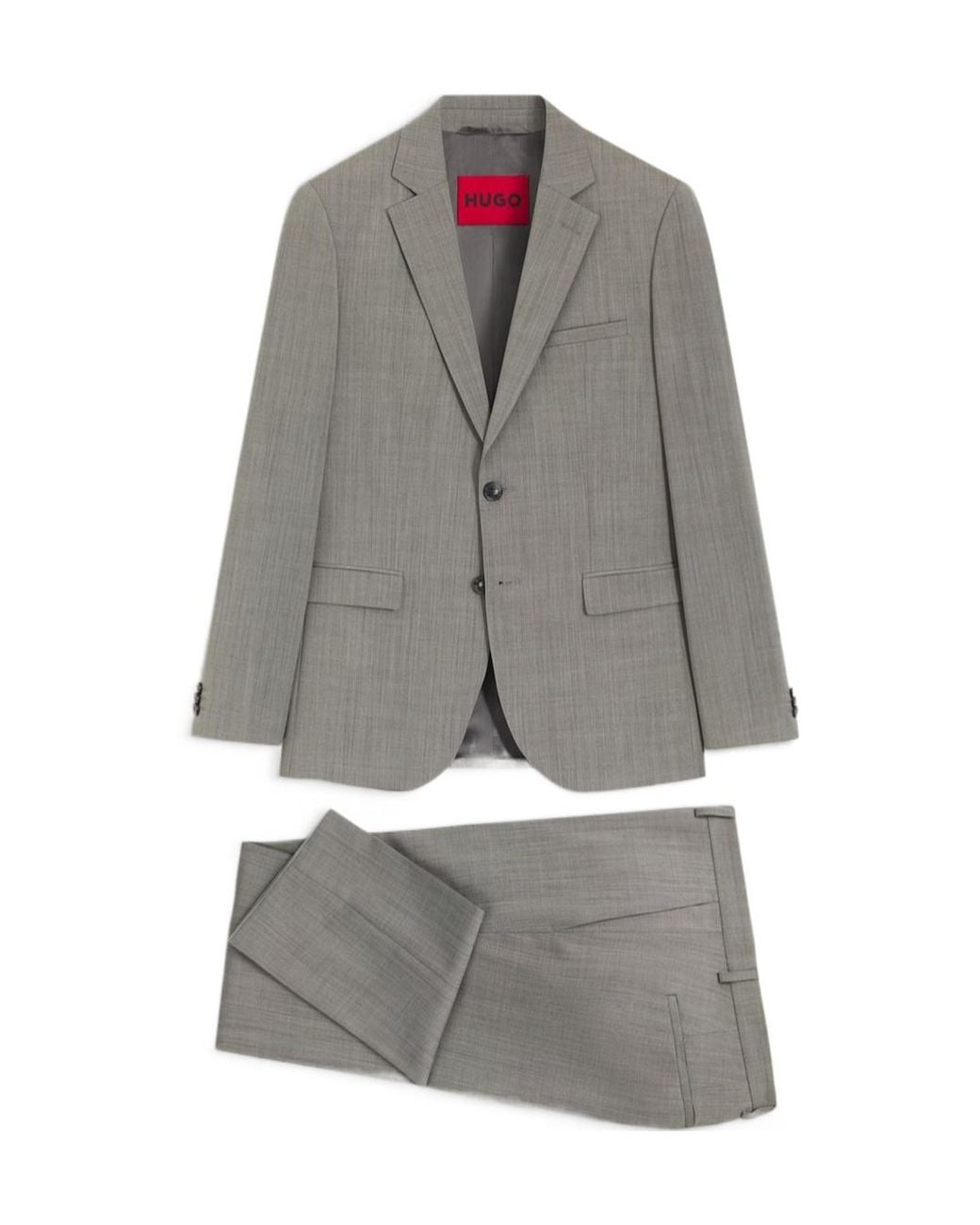 Boss Gray Long-Sleeved Wool Blend Suit for men