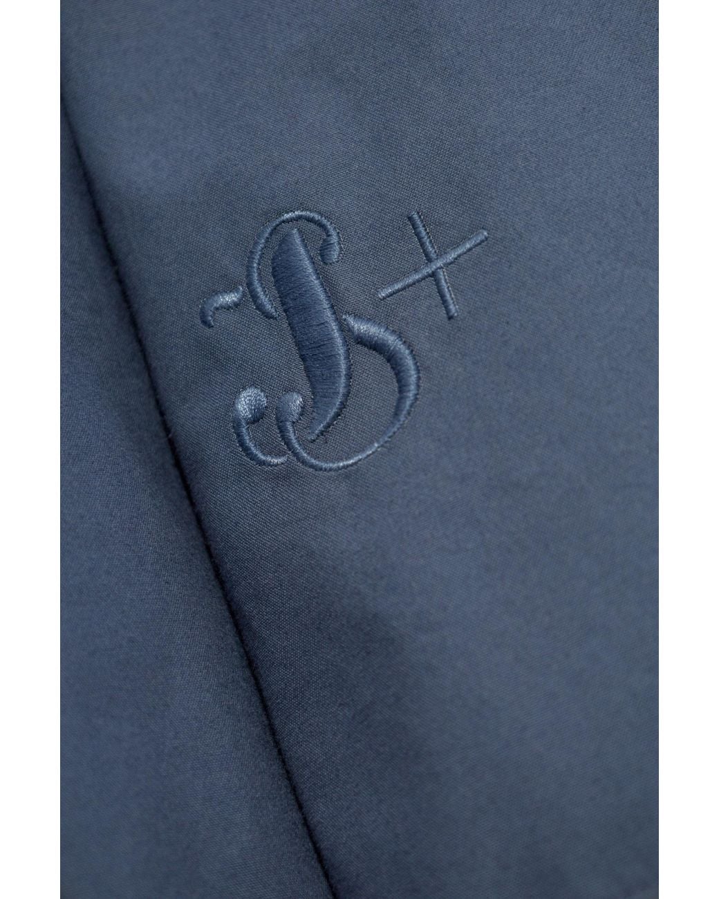 Jil Sander Blue Logo Embroidered Shirt