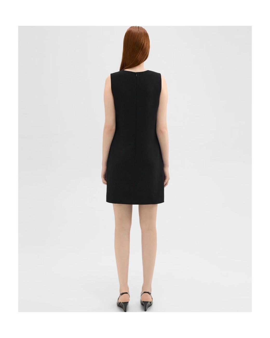 Theory Black Crewneck Sleeveless Shift Dress