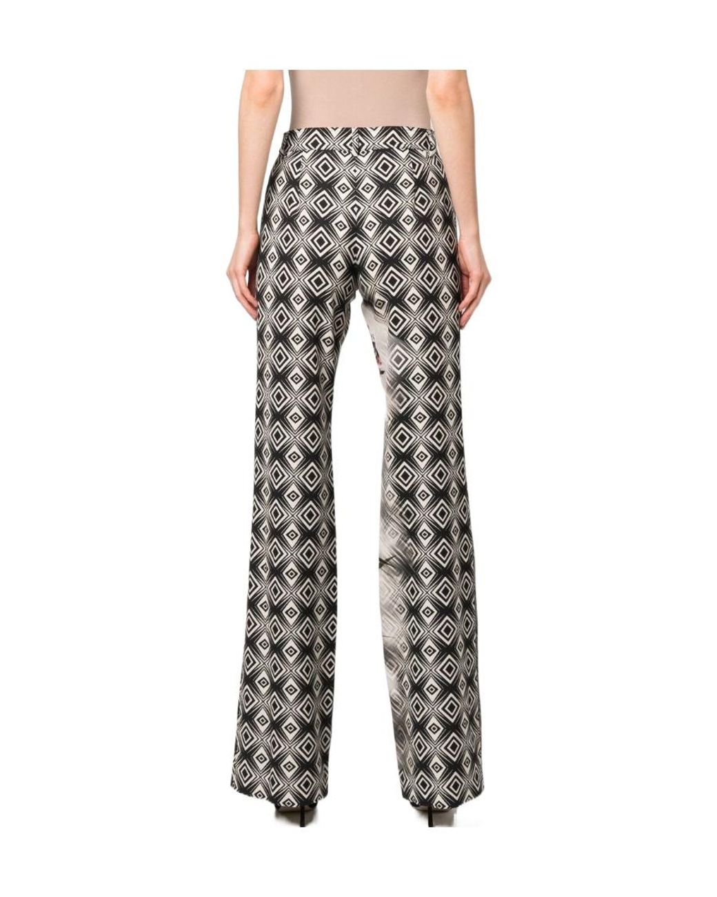 Alberta Ferretti White Geometric Print Flared Pants