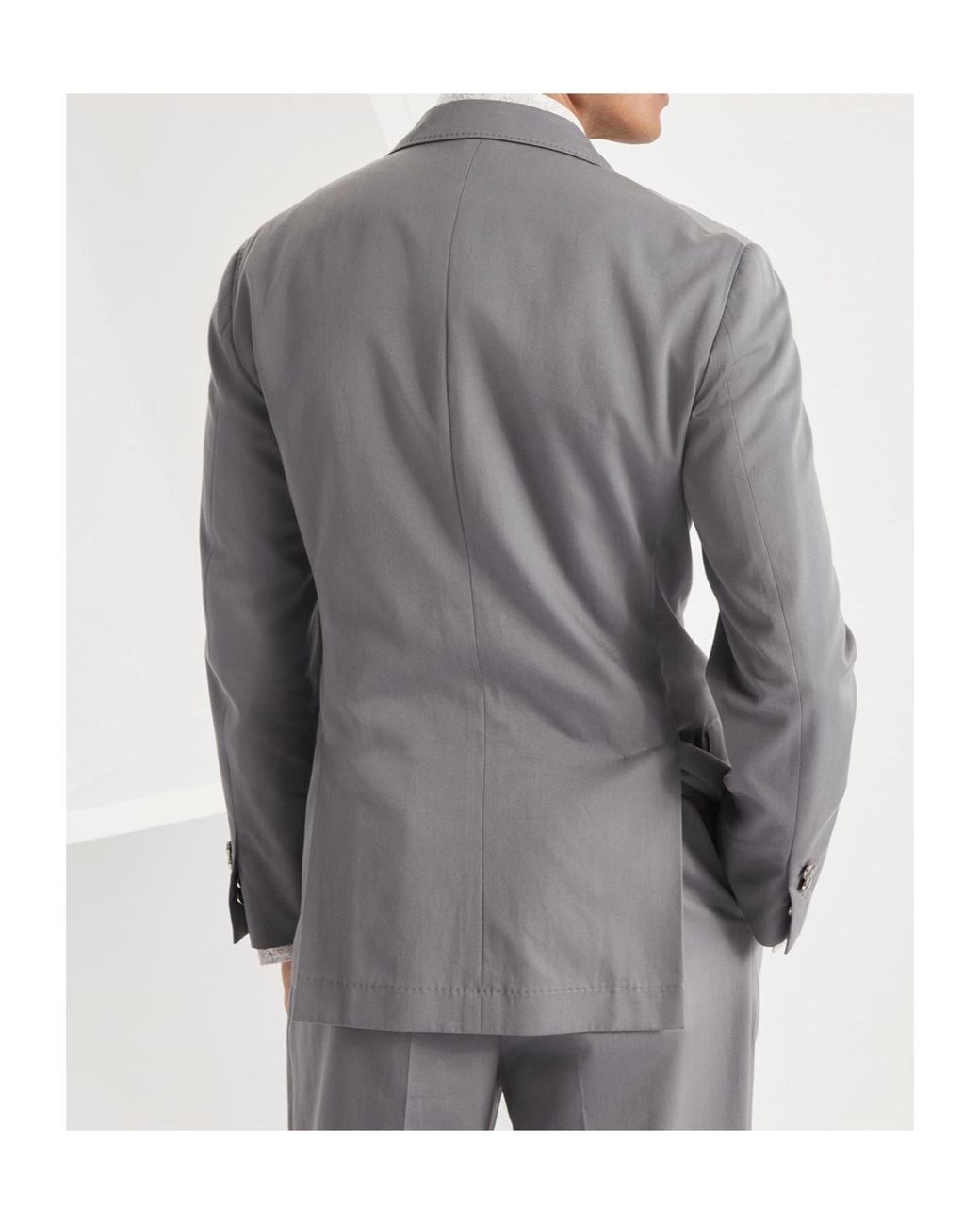 Brunello Cucinelli Gray Gabardine Cotton-Cashmere Blazer for men