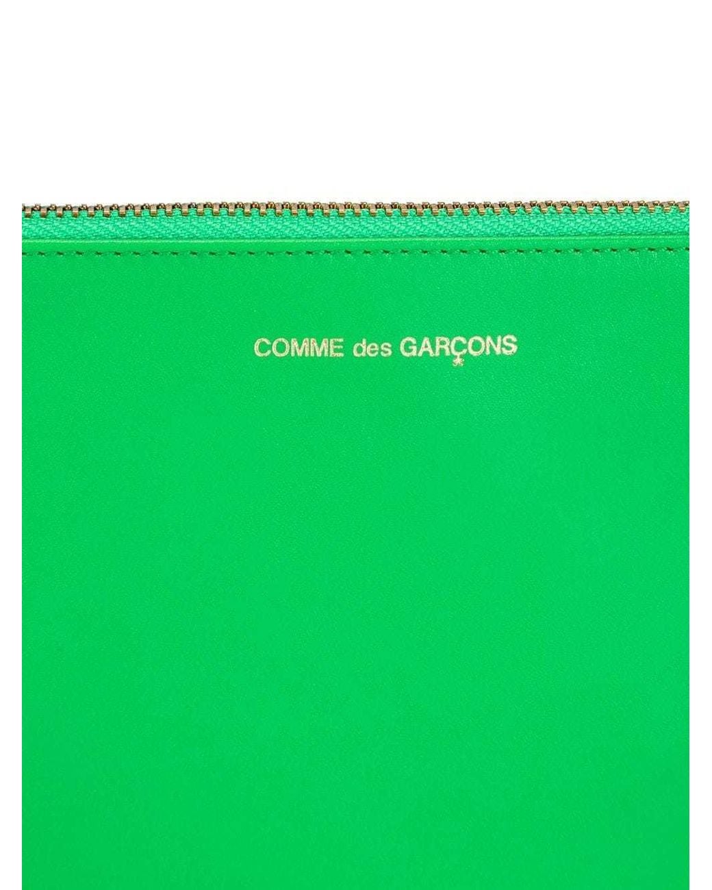 Comme des Garçons Green Zip-Up Leather Wallet for men