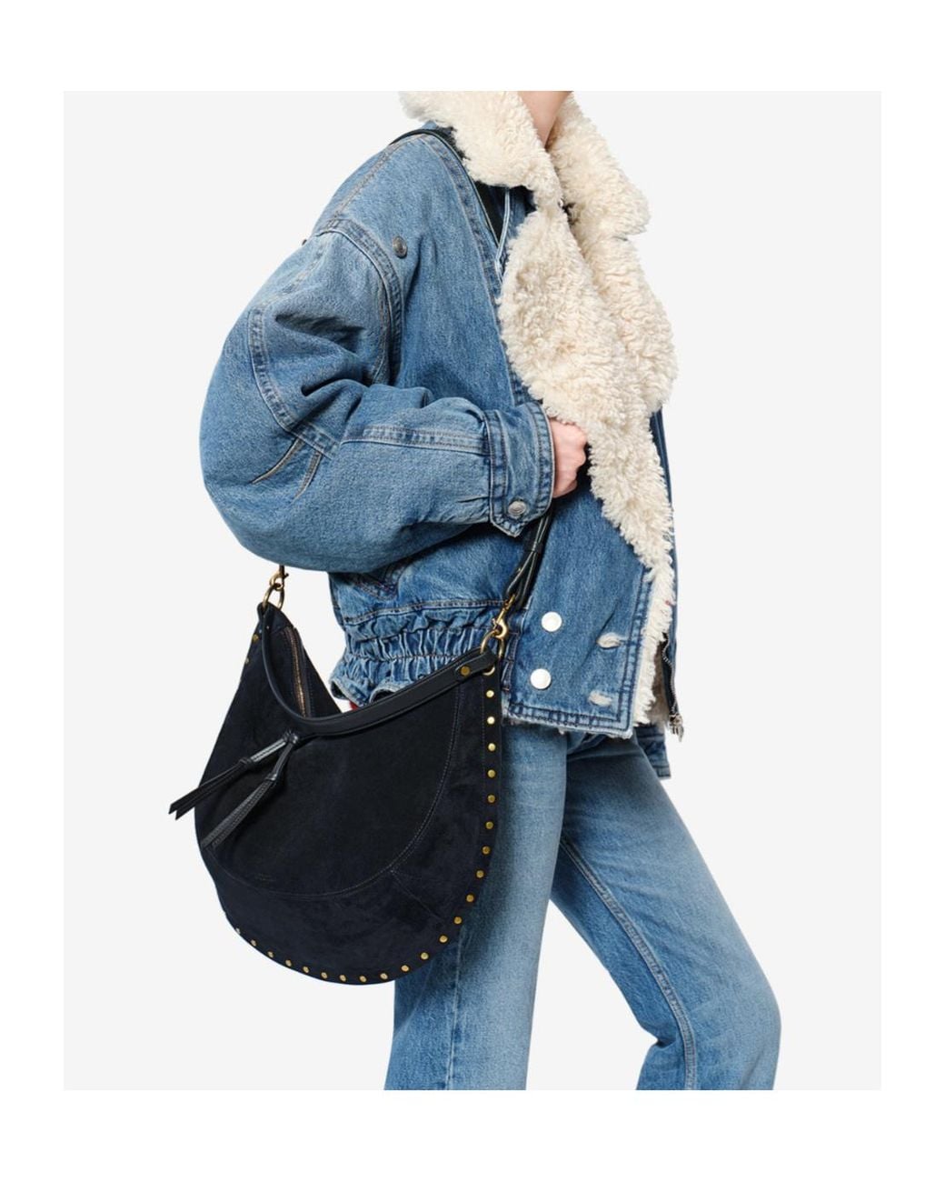 Isabel Marant Black Studded Zipped Shoulder Bag