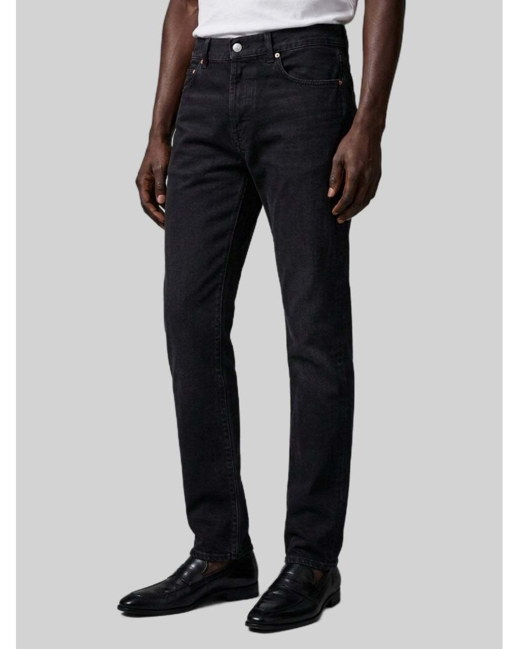 Saint Laurent Black Logo Patch Straight Leg Jeans for men