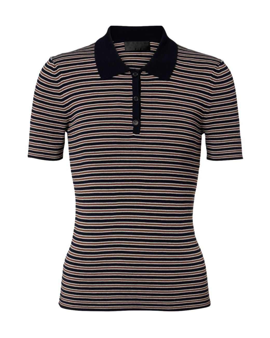 Nili Lotan Black Gemmatta Striped Cotton Polo Shirt