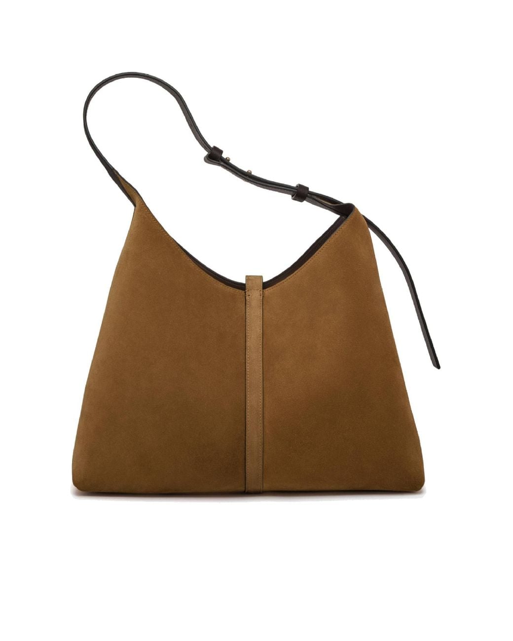 Strathberry Brown Kite Bar-Detail Suede Shoulder Bag