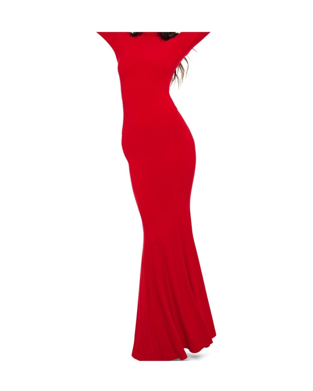 Norma Kamali Red High Neck Long Sleeve Jumpsuit