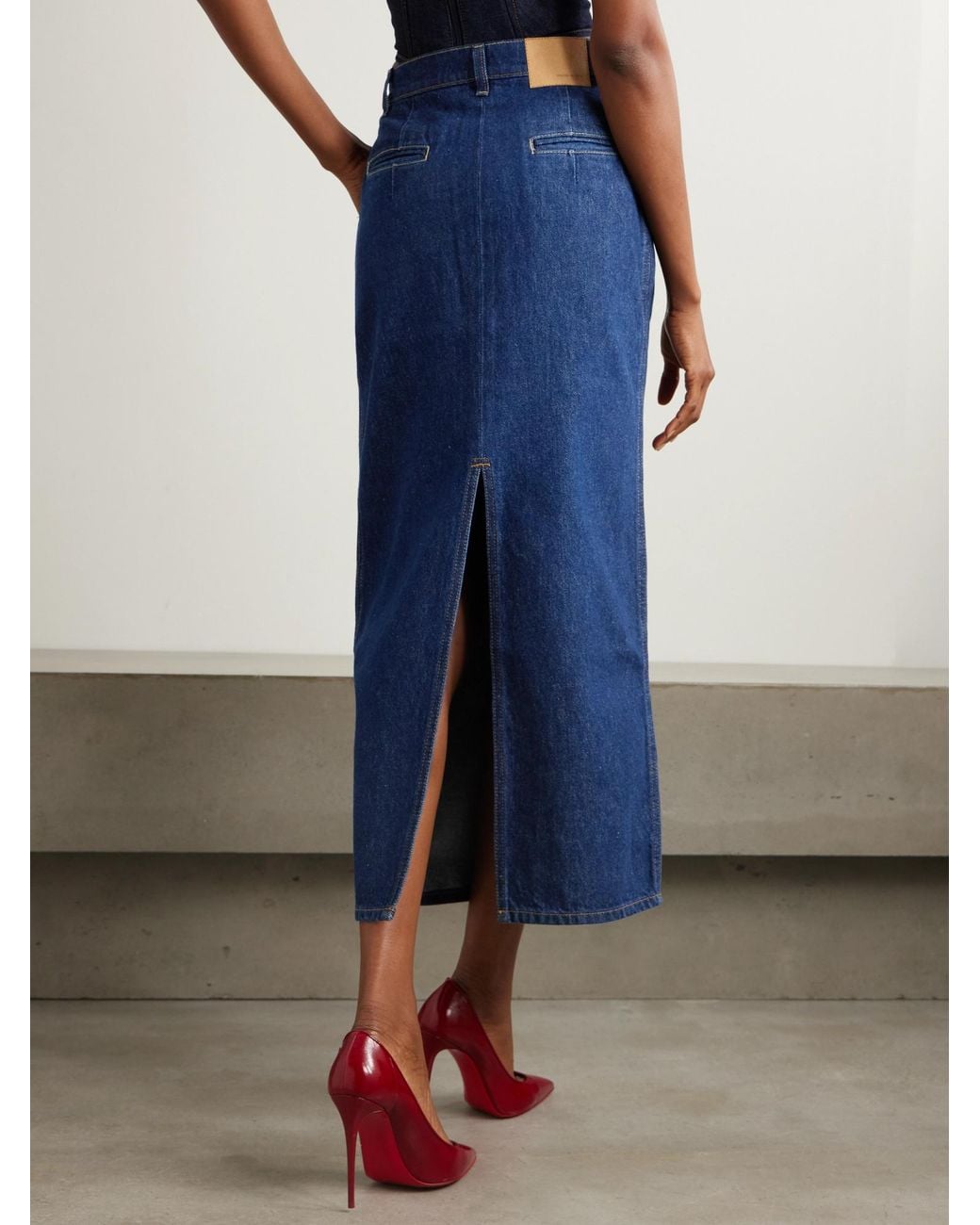 Magda Butrym Blue Denim Midi Skirt