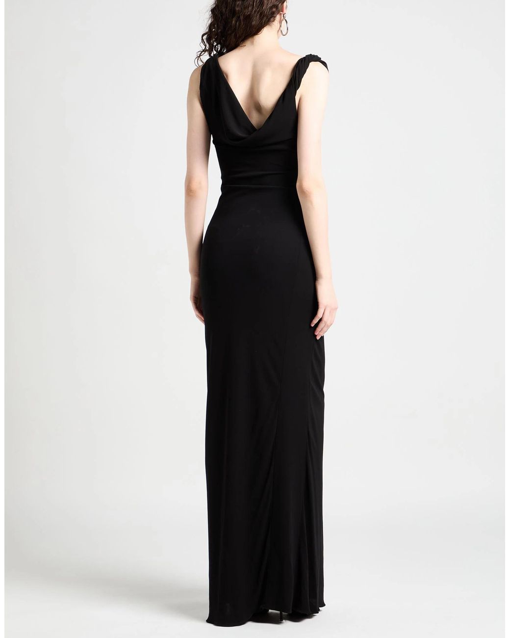 Saint Laurent Black Plain Sleeveless Off-Shoulder Dress
