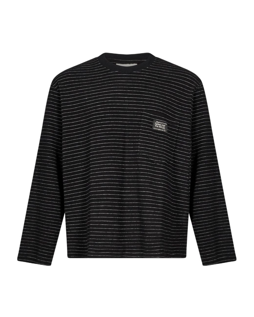 Song For The Mute Black Striped Chest-Pocket T-Shirt for men