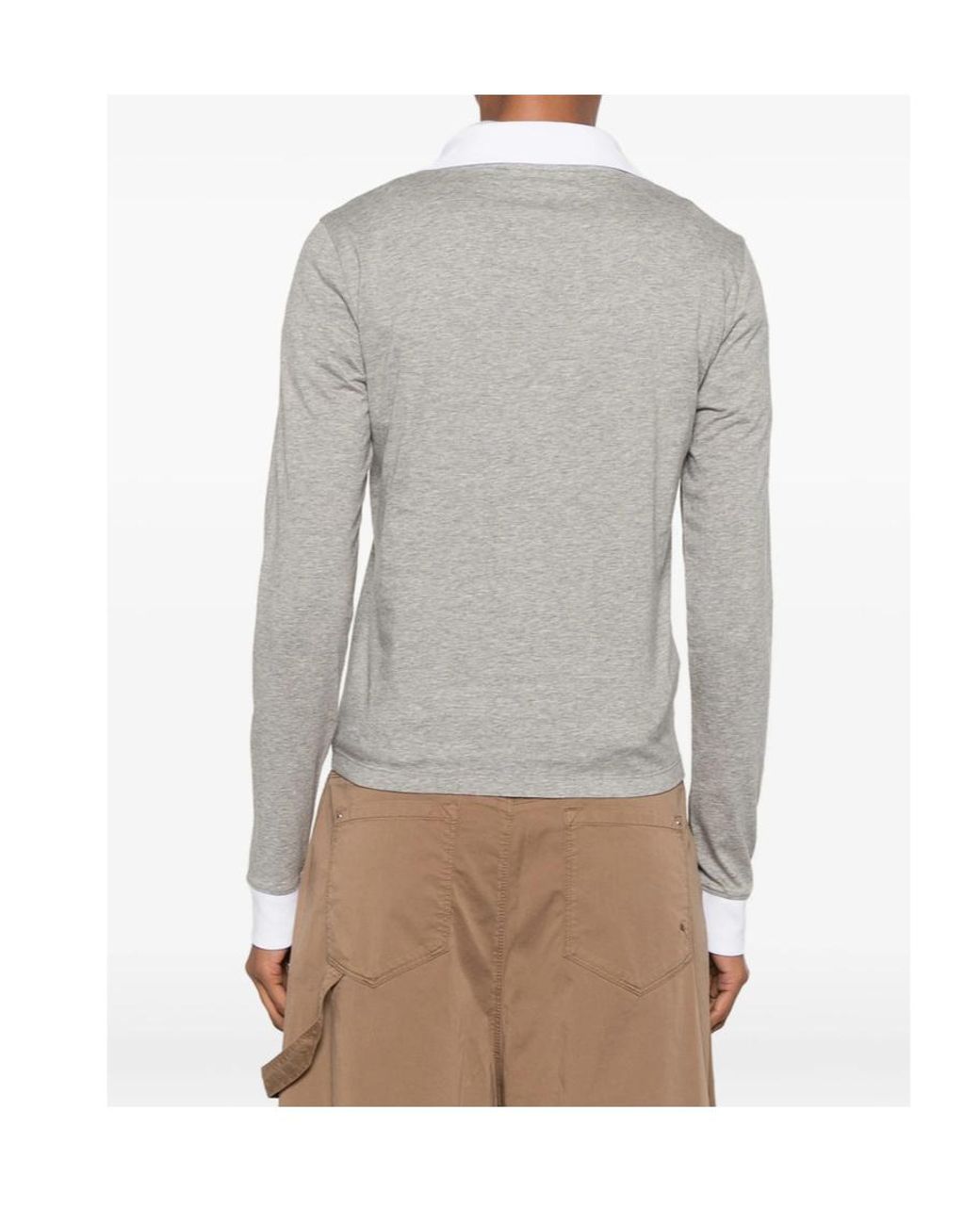 Miu Miu Green Contrast-Collar Knitted Polo Top