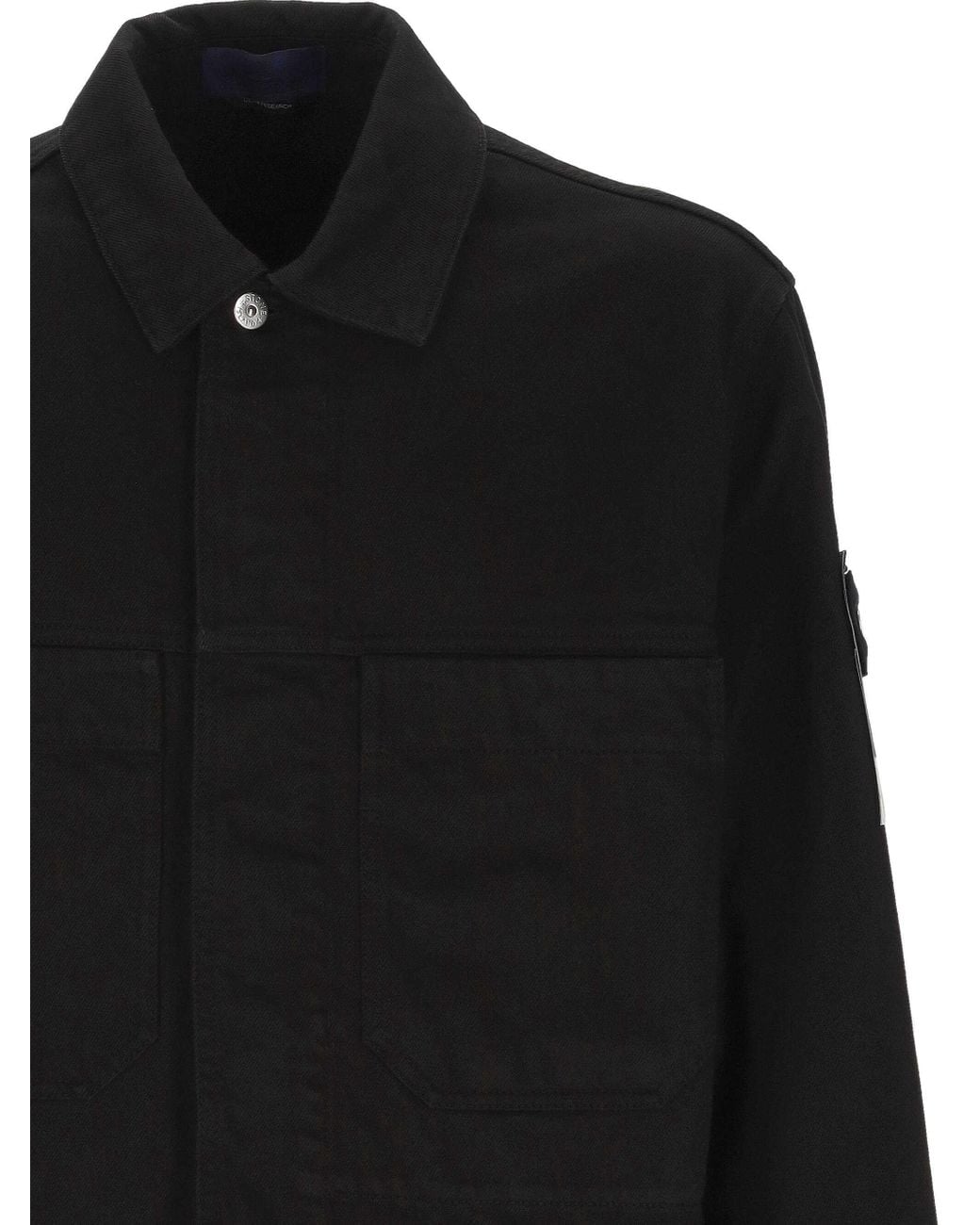 Stone Island Black Button Detailed Denim Jacket for men