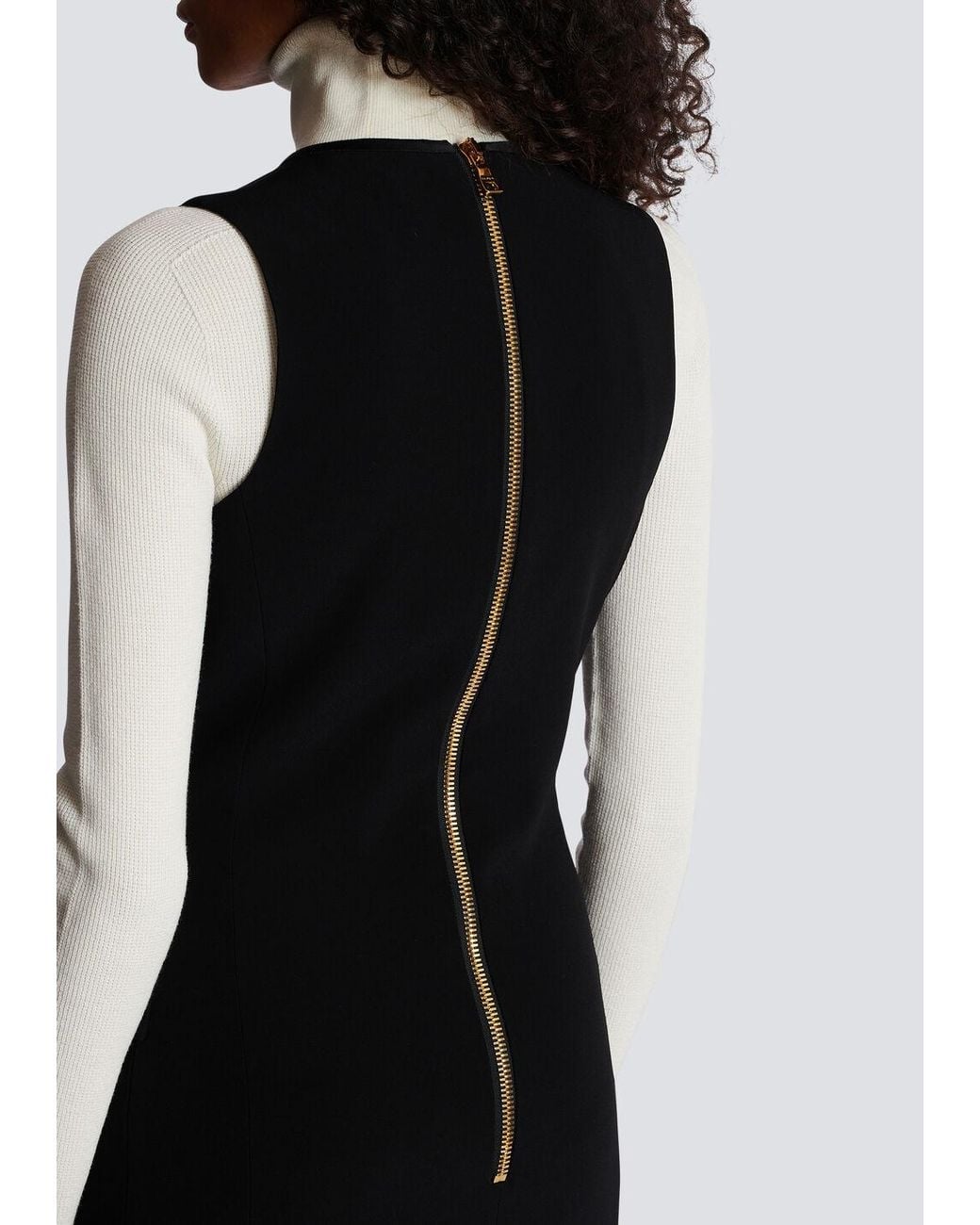Balmain Black Sleeveless Crepe Dress