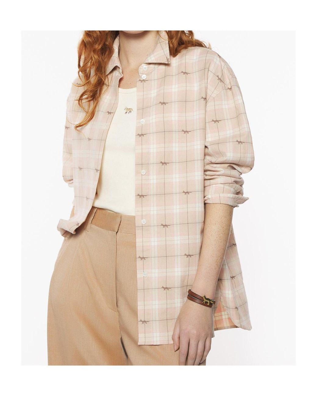 Maison Kitsuné Natural Maison Kitsuné Light Checked Overshirt