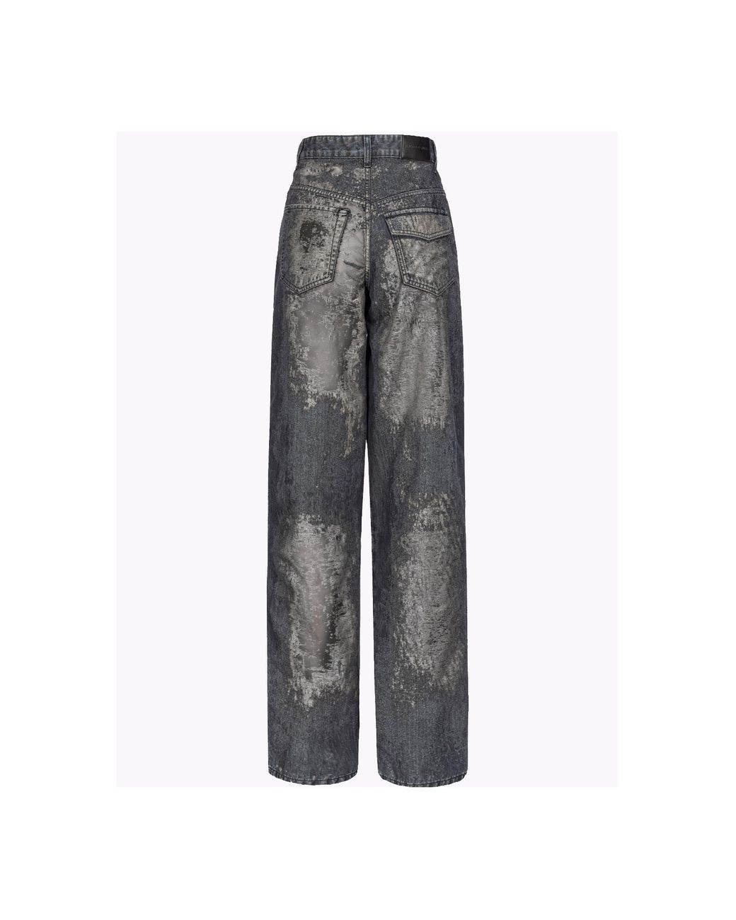 Pinko Gray High-Waist Wide-Leg Cargo Jeans