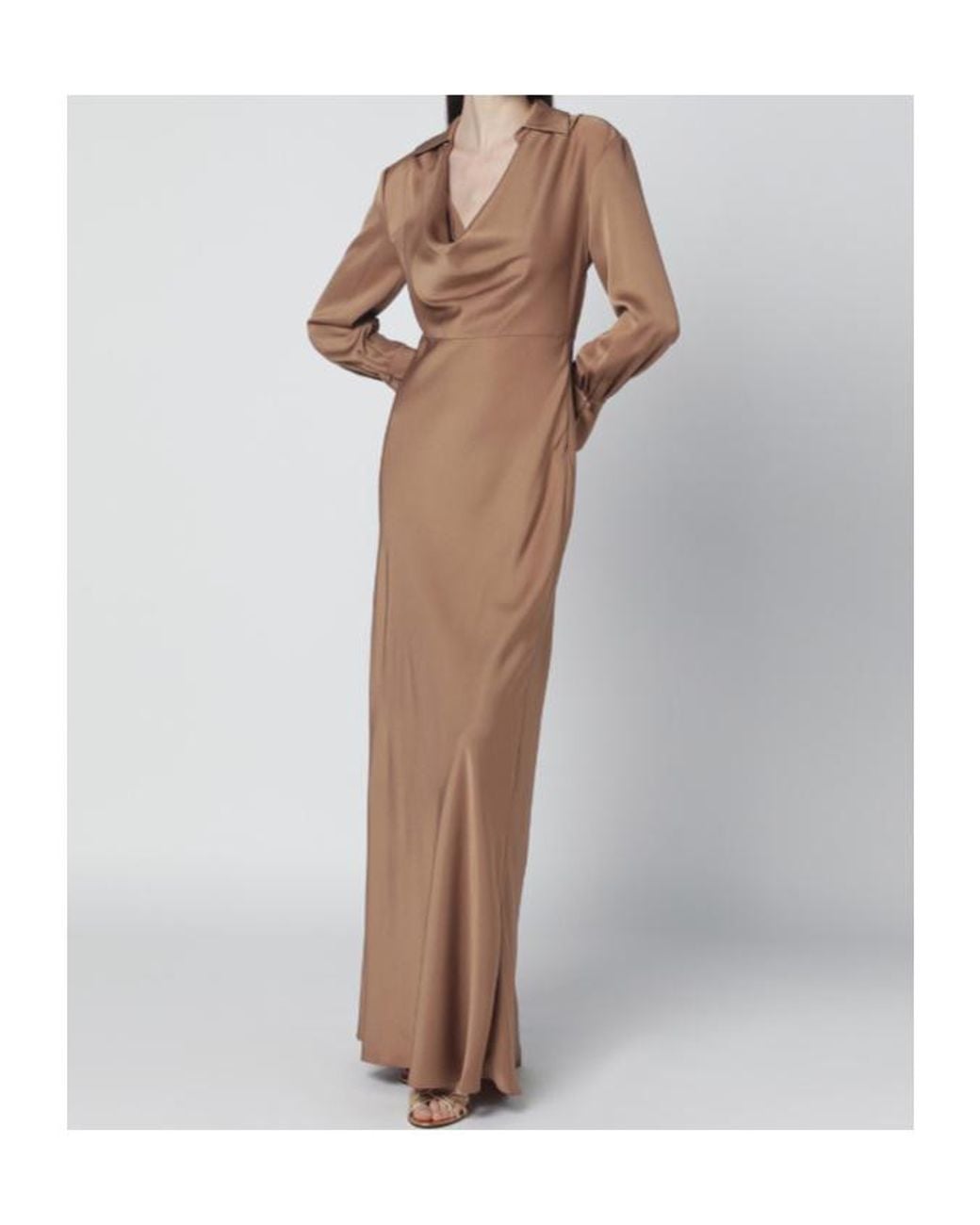 Jonathan Simkhai Brown Adelle Satin Dress With Draping