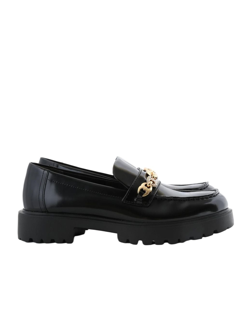 Tory Burch Black Pavé Gemini-Link Lug Loafers