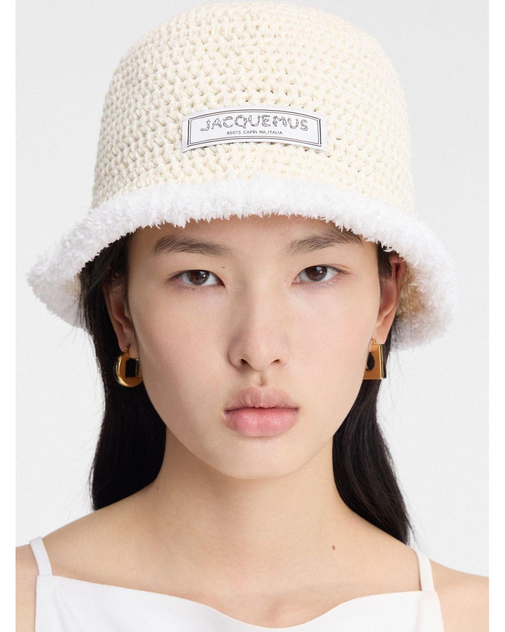 Jacquemus White Le Bob Bordino Cable Knit Bucket Hat for men