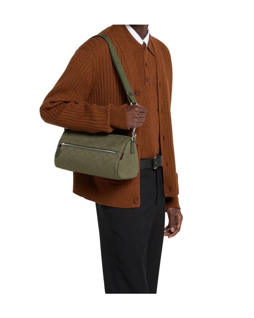 Gucci Green Gg Monogrammed Cylinder Duffle Bag for men