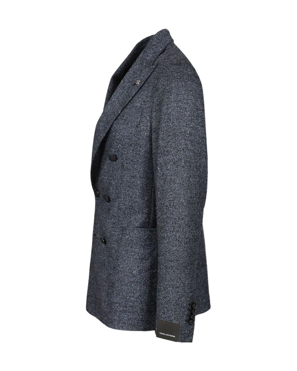 Tagliatore Blue Double-Breasted Tailored Blazer for men