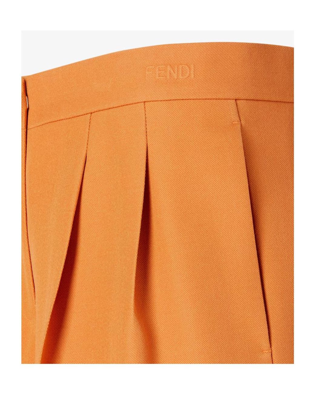 Fendi Orange Pleated Flared Shorts