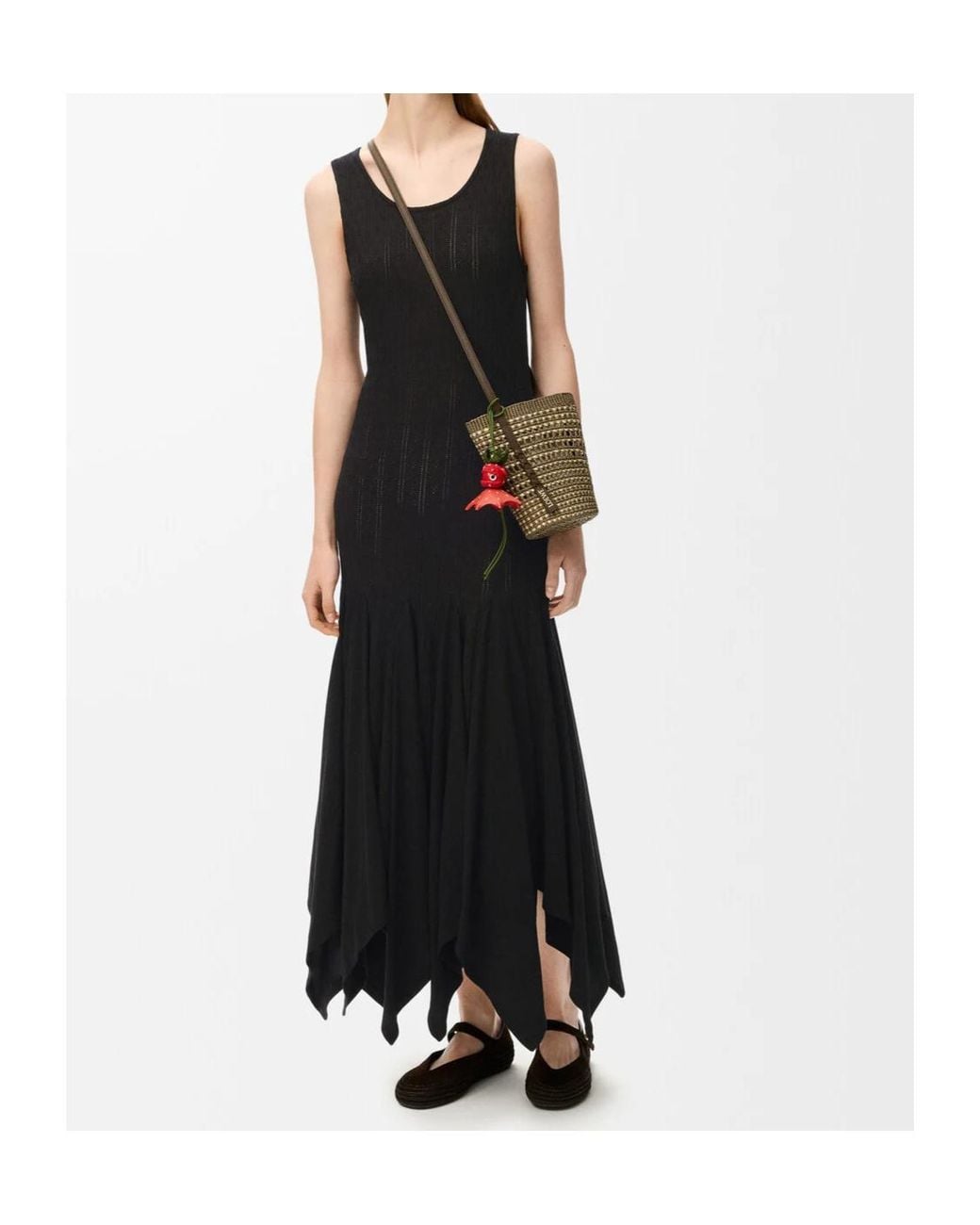 Loewe Black X Paula's Ibiza Handkerchief-Hem Midi Dress