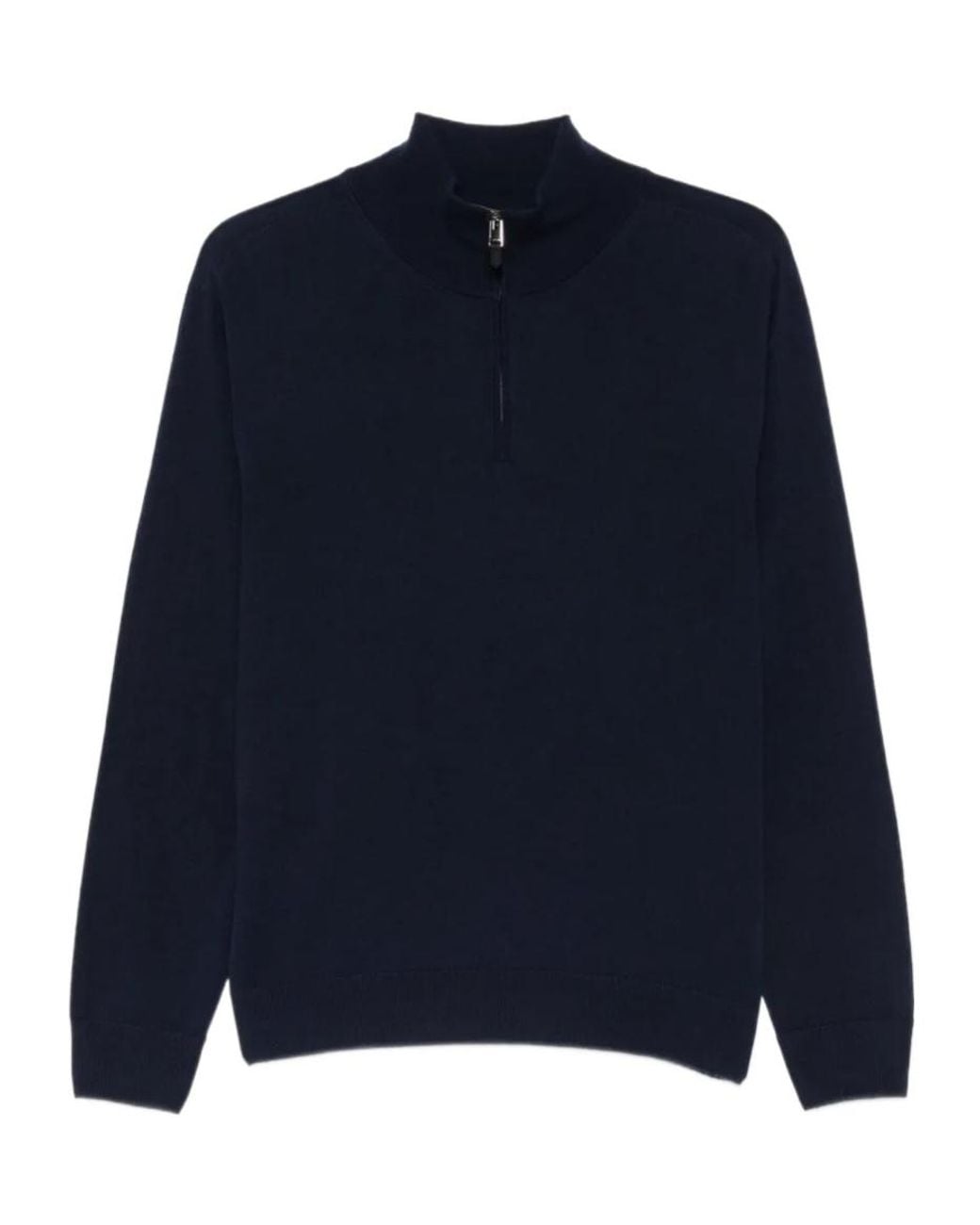 Canali Blue Quarter-Zip Knitted Sweater for men