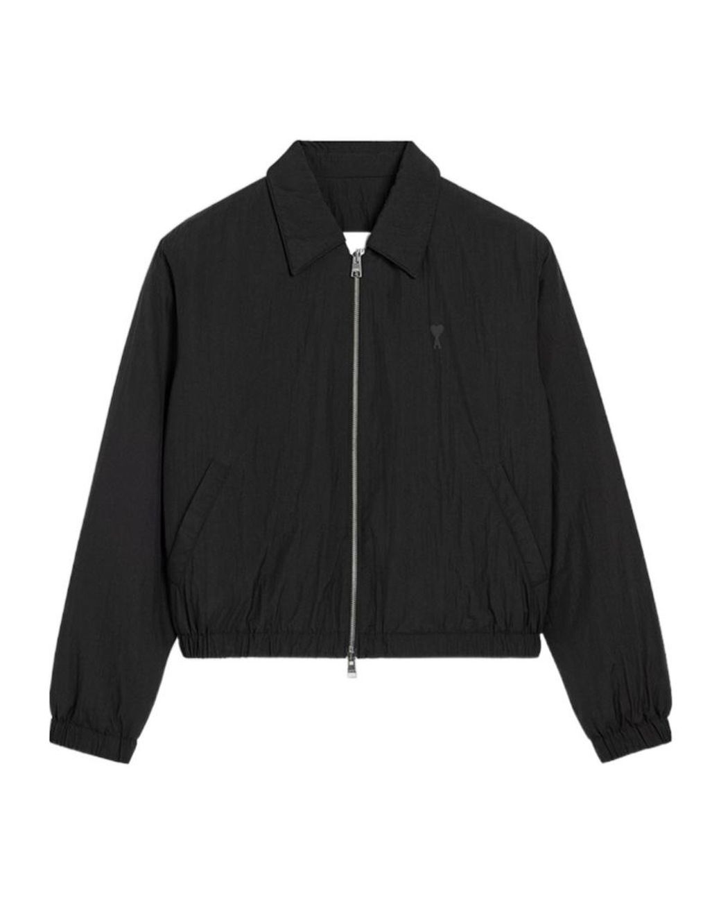 AMI Black Ami De Coeur Zip-Up Bomber Jacket for men