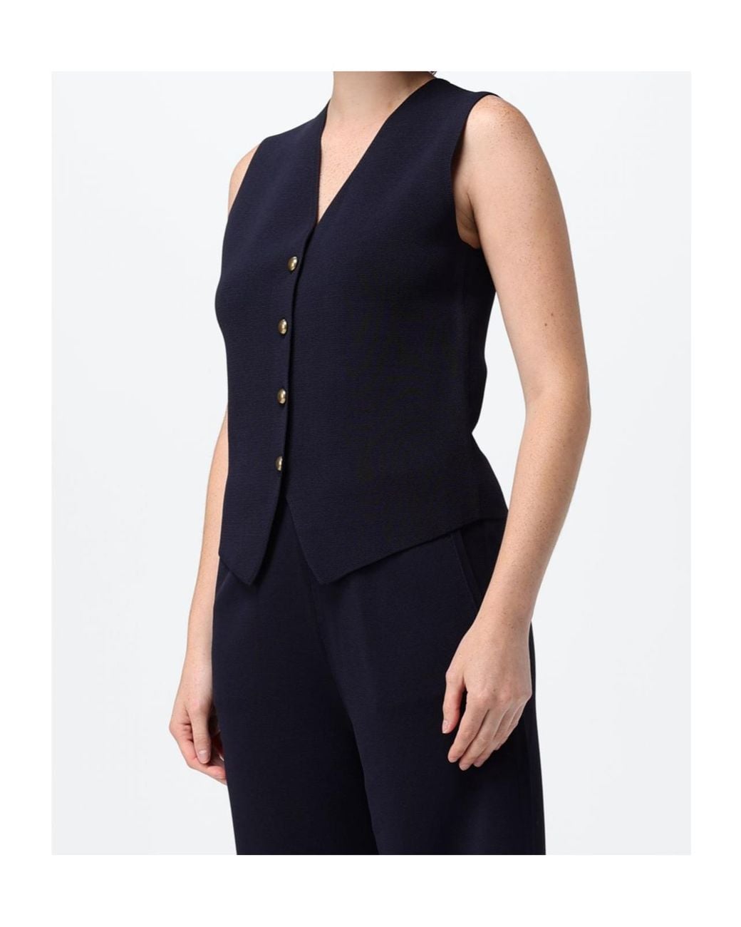 Max Mara Blue Viscose Crepe Yarn Gilet