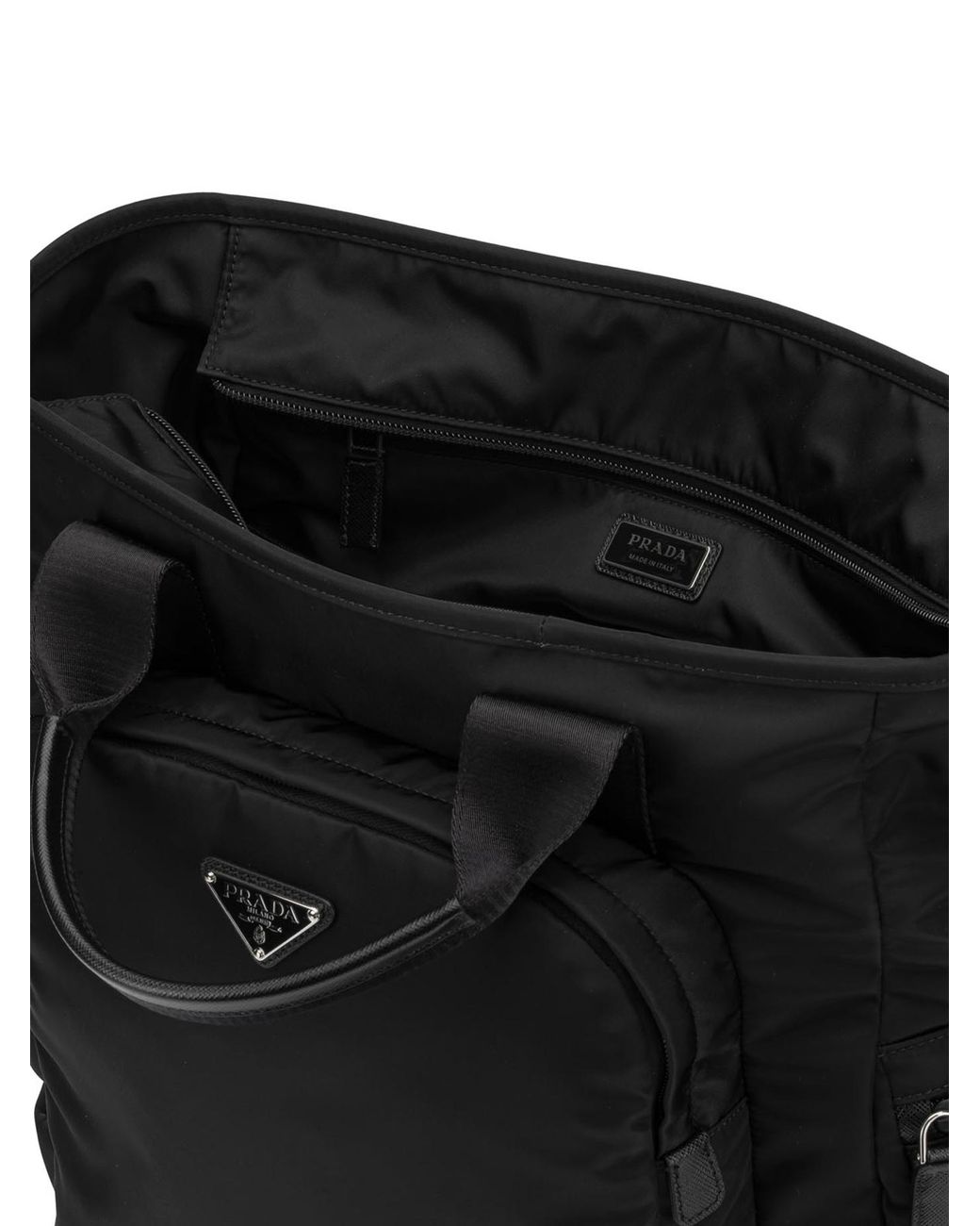 Prada Black Re-Nylon And Saffiano Leather Tote Bag for men