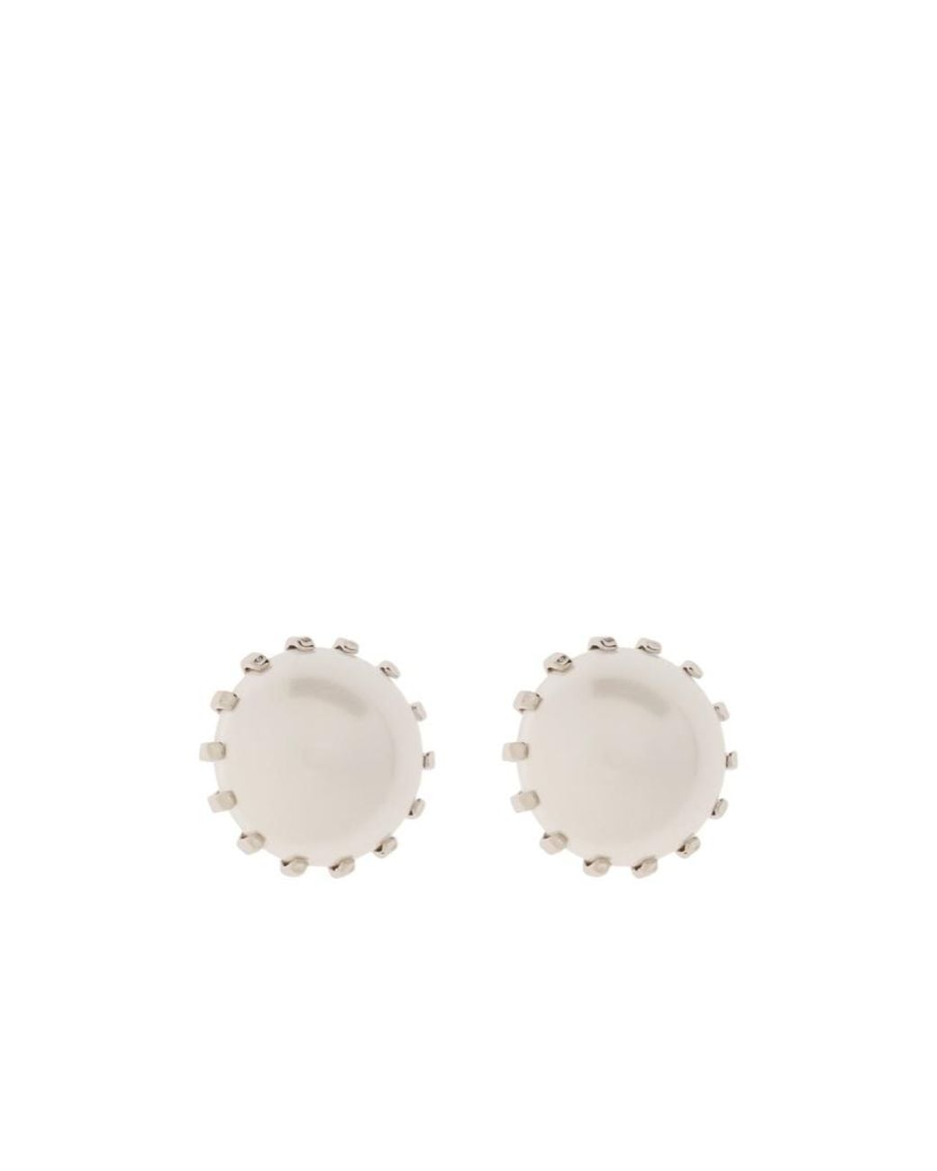 Marni White Pearl Detailed Stud Earrings