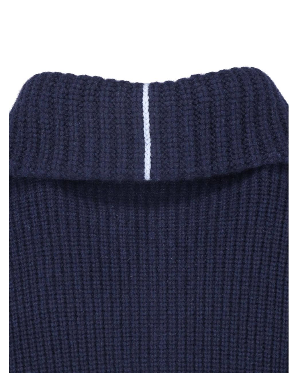 Malo Blue Ribbed Half-Zip Knitted Sweater