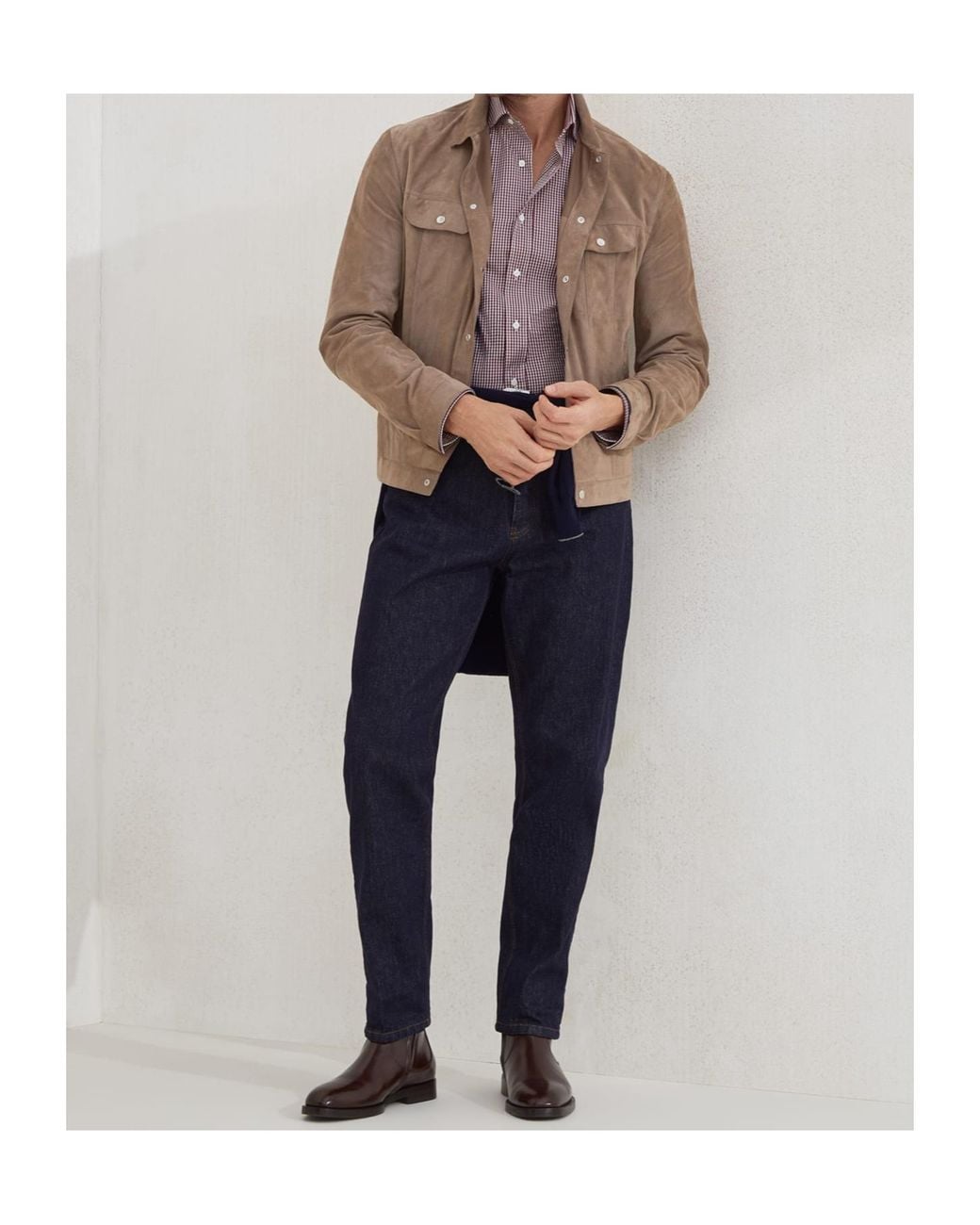 Brunello Cucinelli Brown Leather Jacket for men