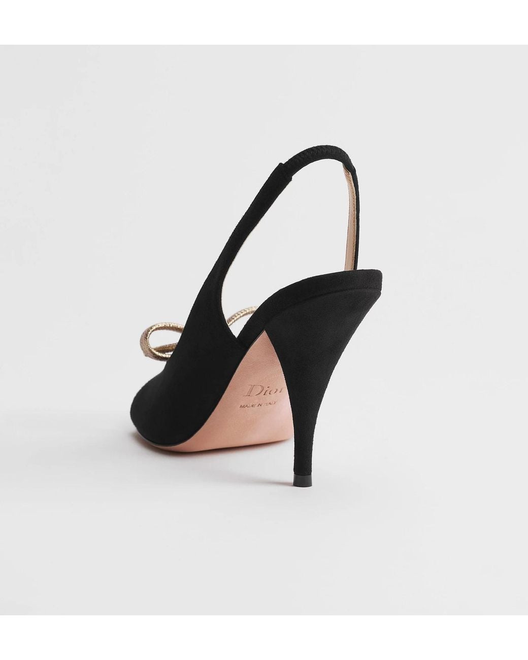 Dior Black Bow Heeled Slingback Sandal