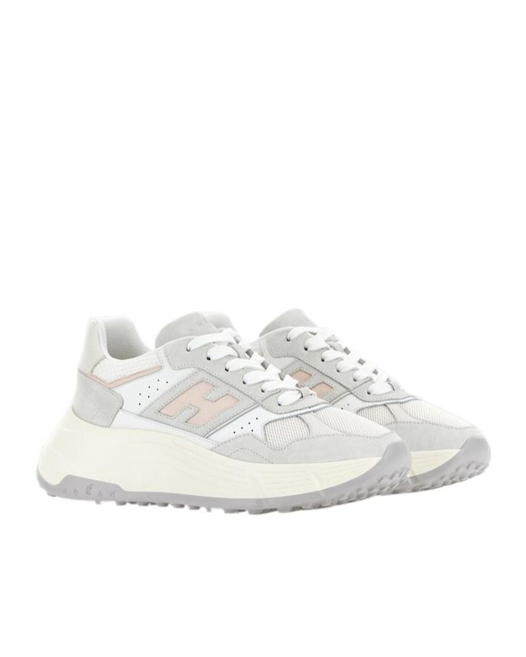 Hogan White Hi-Fi Lace-Up Sneakers