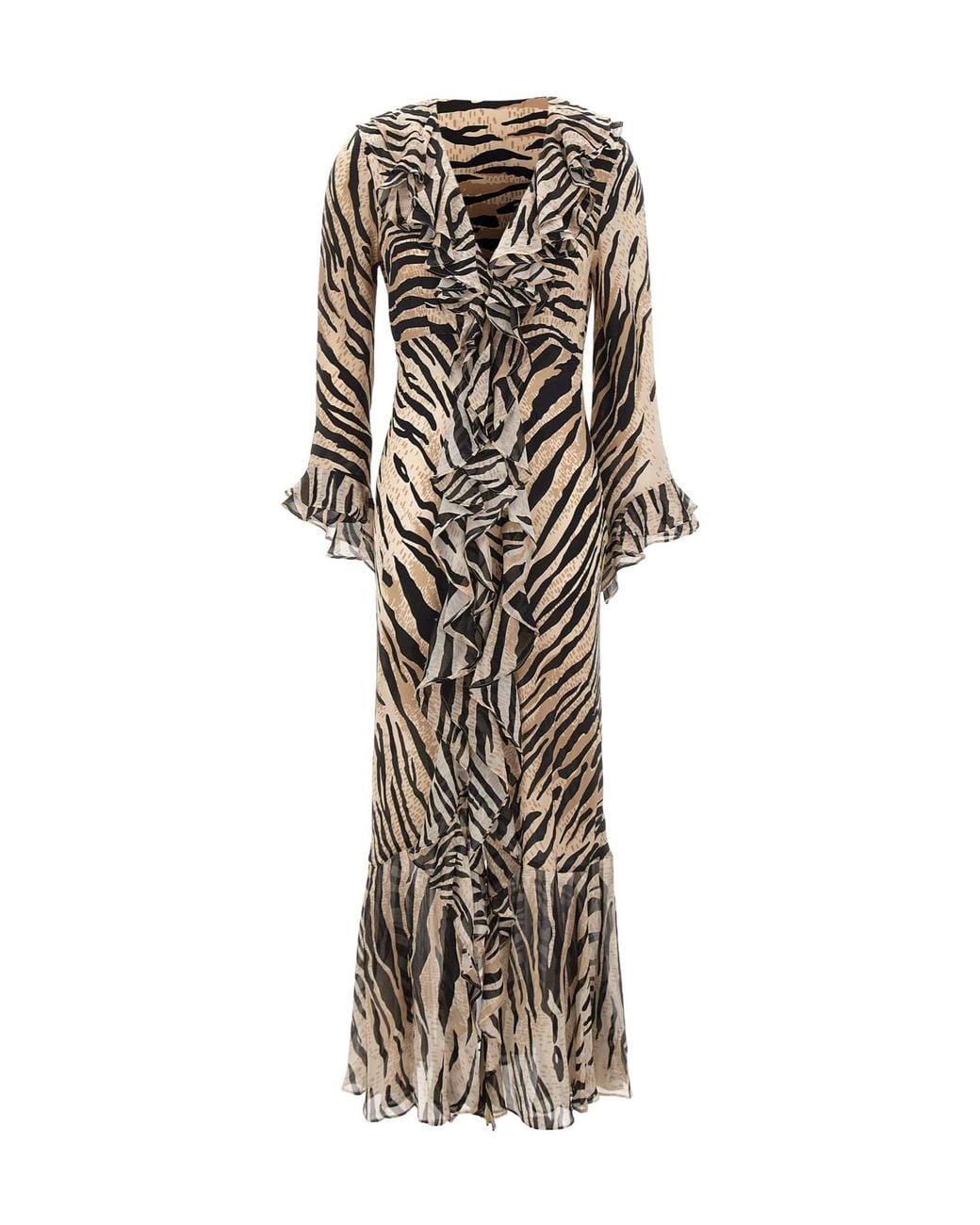 Rixo Natural Long-Sleeved Dress